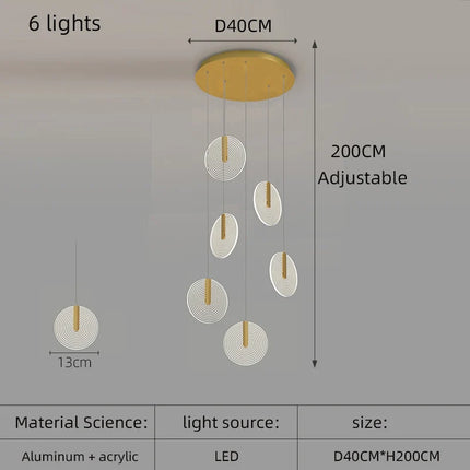 Lustre LED moderne pour escalier en colimaçon et plafond haut — LZ4X9P2