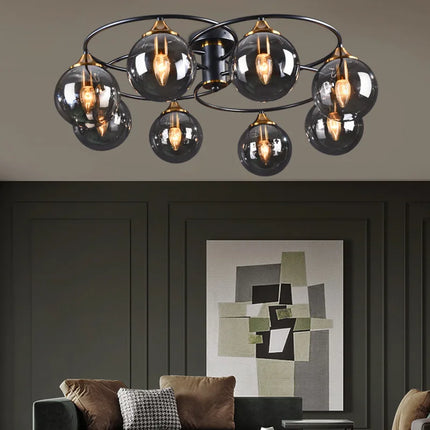 Lustre suspension en verre ambré et métal style nordique pour restaurant — LZ4X9T2