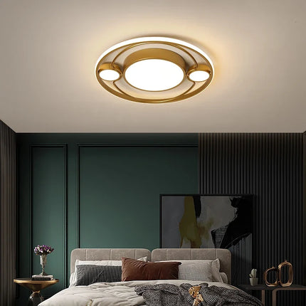 Plafonnier LED rond doré avec télécommande pour toutes pièces — LZ4P9XJ2
