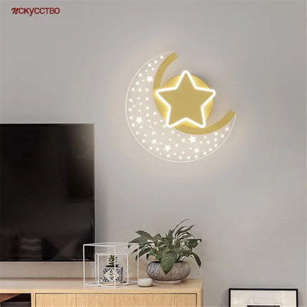 Applique murale LED en forme d’étoile et lune pour déco intérieure — LZ4X9T2