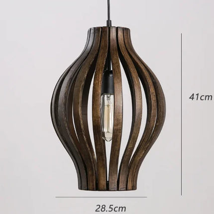 Lustre suspension en bois style asiatique pour intérieur — LZ4X9P2