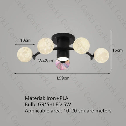 Plafonnier design en métal noir et doré avec globe blanc pour intérieur moderne — LZ4X9M
