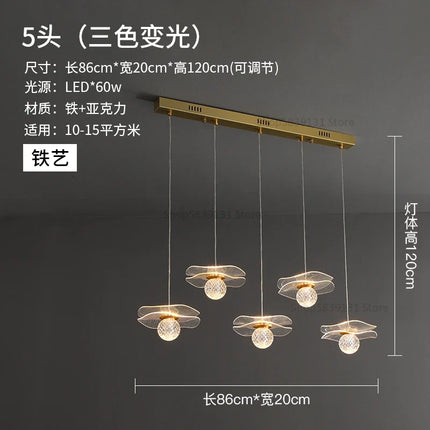 Lustre moderne LED en acrylique et cuivre forme feuille de lotus — LZ7XQ2
