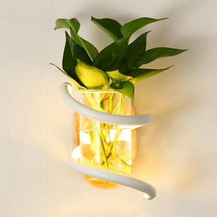 Applique murale nordique en bois avec plante verte décorative — LZ4X9T2