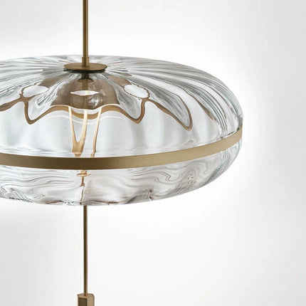 Suspension design post-moderne ovale effet ondulation verre pour salle à manger loft — LZ4X9P