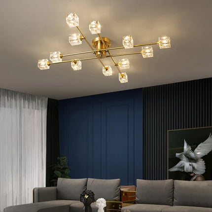 Plafonnier nordique en cuivre avec cristal élégant — LZ4X9T2