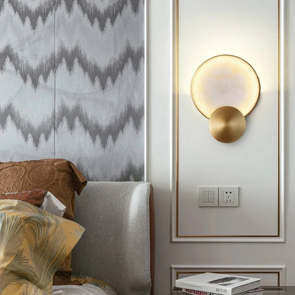 Applique murale LED ronde en marbre naturel au design moderne intérieur — LZ4X9T2