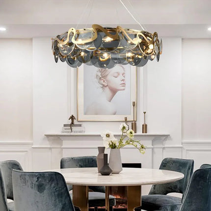 Lustre rond en verre et fer pour éclairage intérieur — LZ4D9Q7