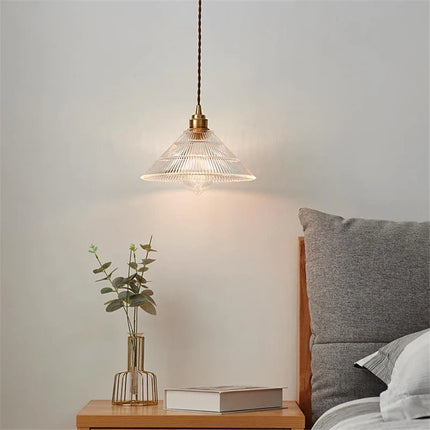 Suspension vintage en verre rayé style nordique — LZ4QJ7