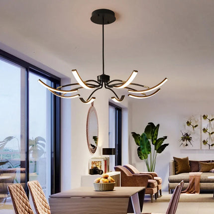 Lustre moderne noir 6 lumières réglable en métal — LZ4X9P