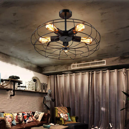 Plafonnier ventilateur suspension style loft rétro — LZ4X9P2