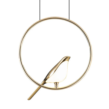 Suspension LED oiseau fantaisie plaquée or avec design moderne ajustable — LZ4Q9XJ2