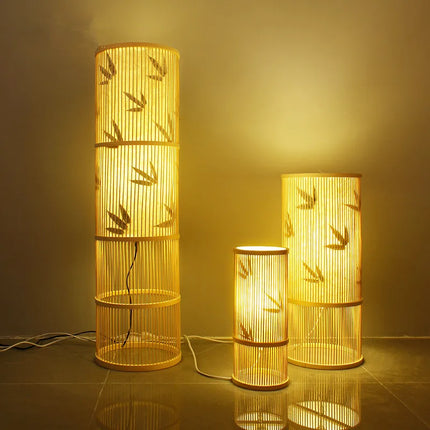 Lampadaire japonais moderne en bambou fait main — LZ4X9Q2N