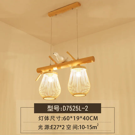 suspension moderne en bois et bambou design oiseau décoratif