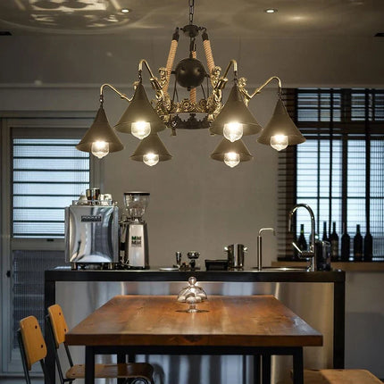 Lustre suspension industriel en fer forgé style rétro pour restaurant et bar — LZ4X9P2