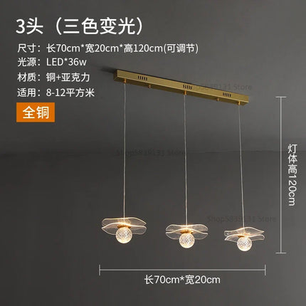 Lustre moderne LED en acrylique et cuivre forme feuille de lotus — LZ7XQ2