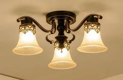 Plafonnier rétro en verre et métal au design vintage lumineux — LZ4X9P