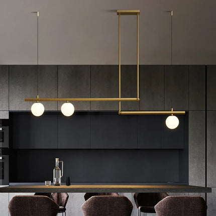 Lustre moderne en métal doré avec suspension en verre blanc — LZ4X9T2