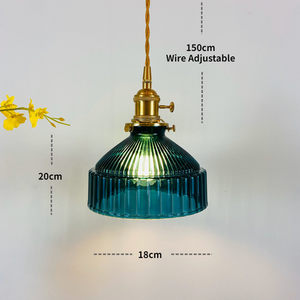 Suspension Casbelle avec abat-jour en verre rétro — LZ4Q7M9