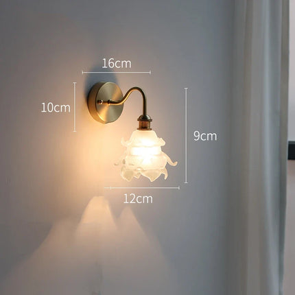 Applique murale fleur en verre avec chaîne interrupteur pour LED chambre et salle de bain — LZ4X9T