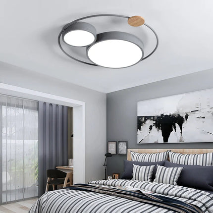 Plafonnier LED rond nordique en bois et acrylique macaron — LZ4X9P