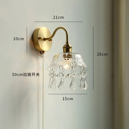 applique led moderne verre chaîne interrupteur nordique cuivre lumière