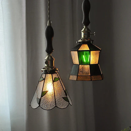 Lustre nordique en cuivre avec verre coloré — LZ4X9P2