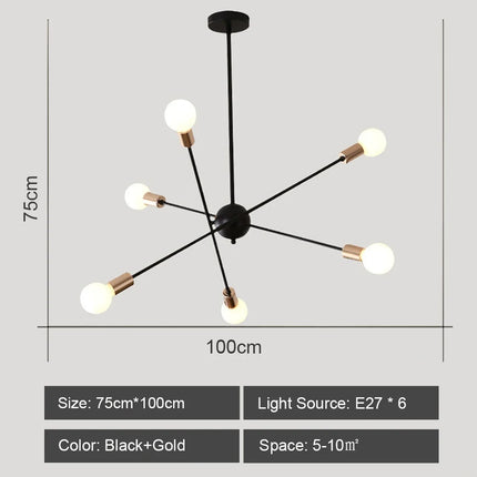 Lustre suspension LED style industriel spoutnik créatif — LZ4X9J