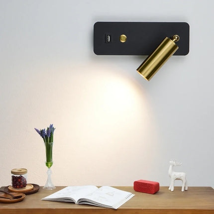 Applique murale LED 7W avec interrupteur et port USB blanc et noir — LZ4X9T