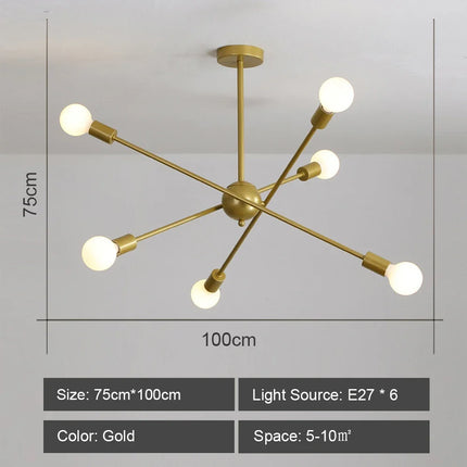 Lustre suspension LED style industriel spoutnik créatif — LZ4X9J