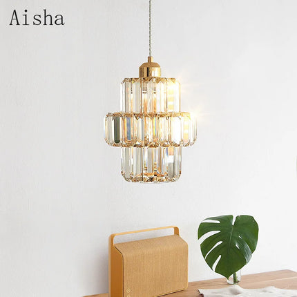Suspension en cristal doré style loft moderne luxe — LZ4P9XQ