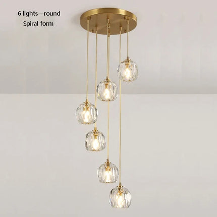 Suspension en cristal K9 et cuivre au design nordique créatif — LZ4B7X