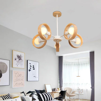 Lustre suspension scandinave minimaliste rotatif 360° en bois — LZ4X9Q2