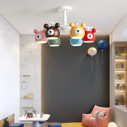 Lustre enfant lumineux avec motif ours en dessin animé — LZQ7M2