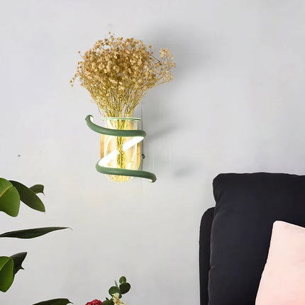 Applique murale nordique en bois avec plante verte décorative — LZ4X9T2