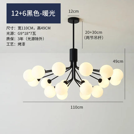 Lustre suspension boule en verre design nordique moderne LED — LZ4X9P2