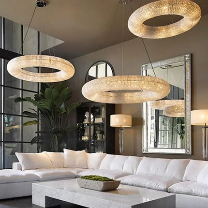 Lustre LED en cristal avec finition chrome doré pour intérieur élégant — LZ4X9T
