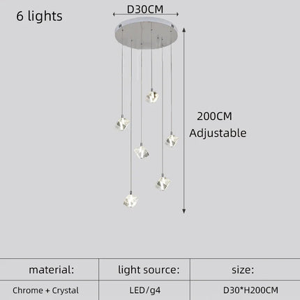 Lustre carré en cristal moderne pour escalier et restaurant — LZ4X9T