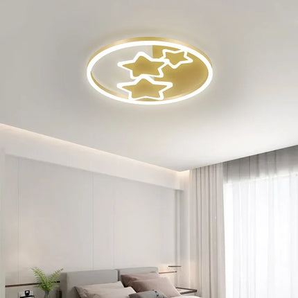 Plafonnier rond doré avec télécommande pour intérieur — LZ7D9X