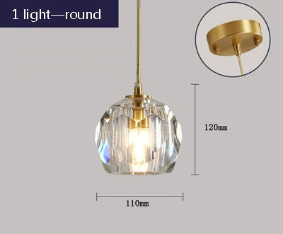 Suspension en cristal K9 et cuivre au design nordique créatif — LZ4B7X