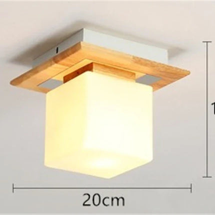 Plafonnier japonais en verre et bois pour intérieur contemporain — LZ4XJ9