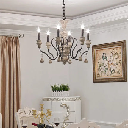Lustre vintage à bougie style européen rétro pour intérieur moderne — LZ4X9J