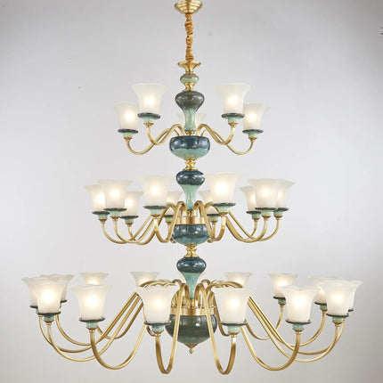 Lustre suspension en céramique et cuivre au design moderne épuré — LZ4X9J