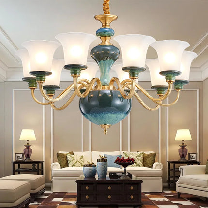 Lustre suspension en céramique et cuivre au design moderne épuré — LZ4X9J