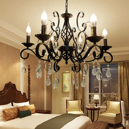 Lustre rétro décoratif en métal, verre et cristal pour intérieur — LZ4Q7N2