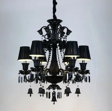 Lustre en cristal noir pour éclairage élégant et luxueux — LZ4X9QJ2