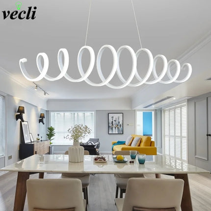 lustre moderne en aluminium avec lumières leds intégrées