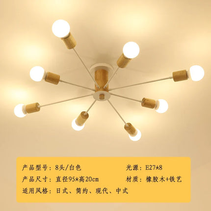 Plafonnier LED design nordique en bois massif — LZ4X9T2