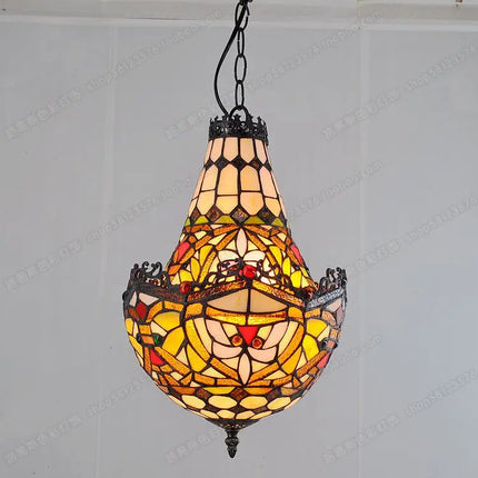 Lustre suspension en verre style Tiffany rétro pour café et escalier — LZ4M9XQ