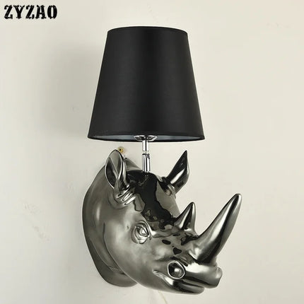 Applique murale rhinocéros au style campagnard américain — LZ4T9X